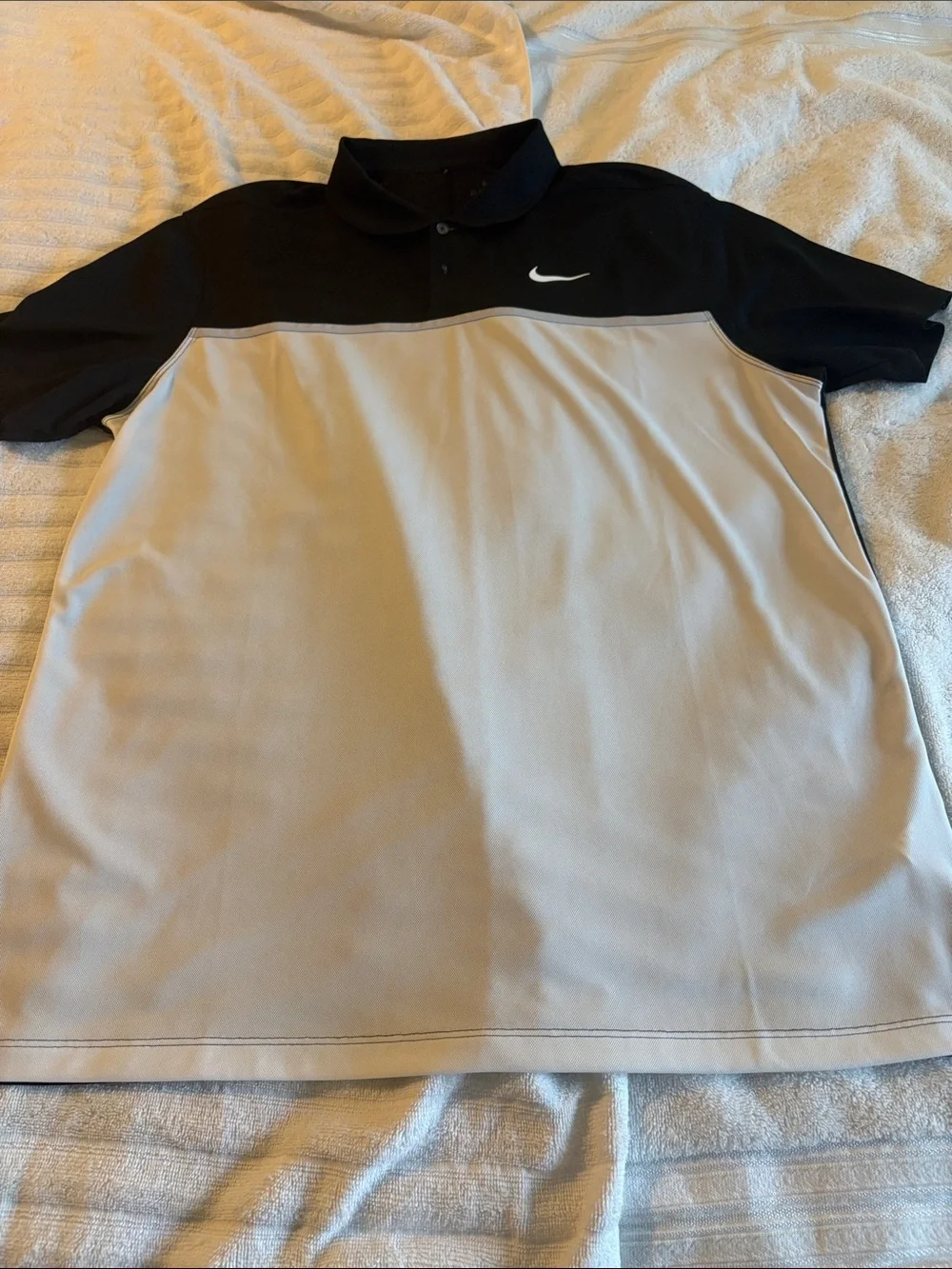 Nike Black and Light Gray Colorblock Polo. Never worn!